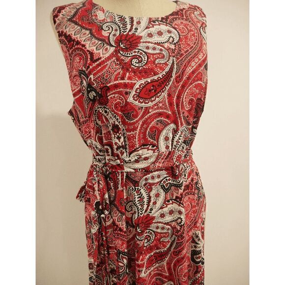 KASPER Printed Belted Fit & Flare Dress 6 - Picture 4 of 8